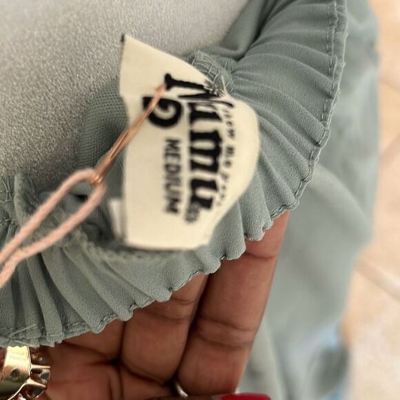 Show Me Your Mumu Womens M Maxi Dress Amanda High Neck Bridesmaid Green NWT - Picture 7 of 7